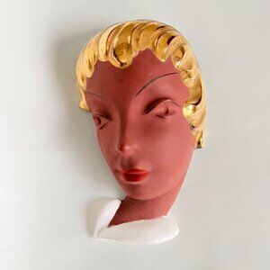 Goldscheider Signed and Numbered west German Ceramic Art Deco Head Signed Mask